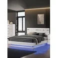 thumbnail image 5 of Contemporary Style White California King Size Bed 1pc Low Profile Platform Bedframe High Gloss LED Bedroom Furniture, 5 of 8