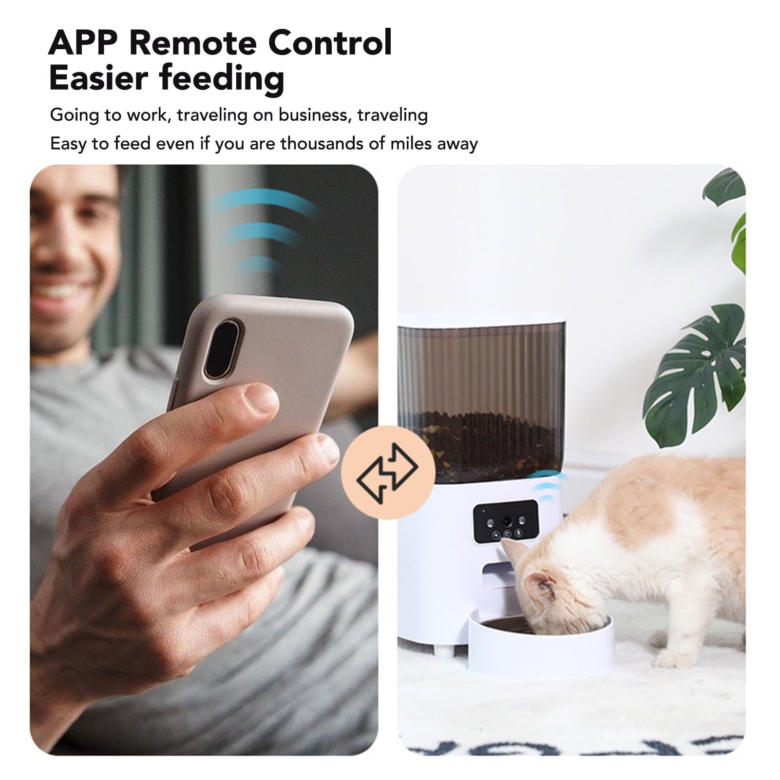 LAZIOEGR 5L Automatic Pet Feeder Smart Cat Dog Food Dispenser Stainless Steel Double Bowl with Camera 1080P WiFi App Control (9.84 x 7.87 inches / 25 x 20 cm)
