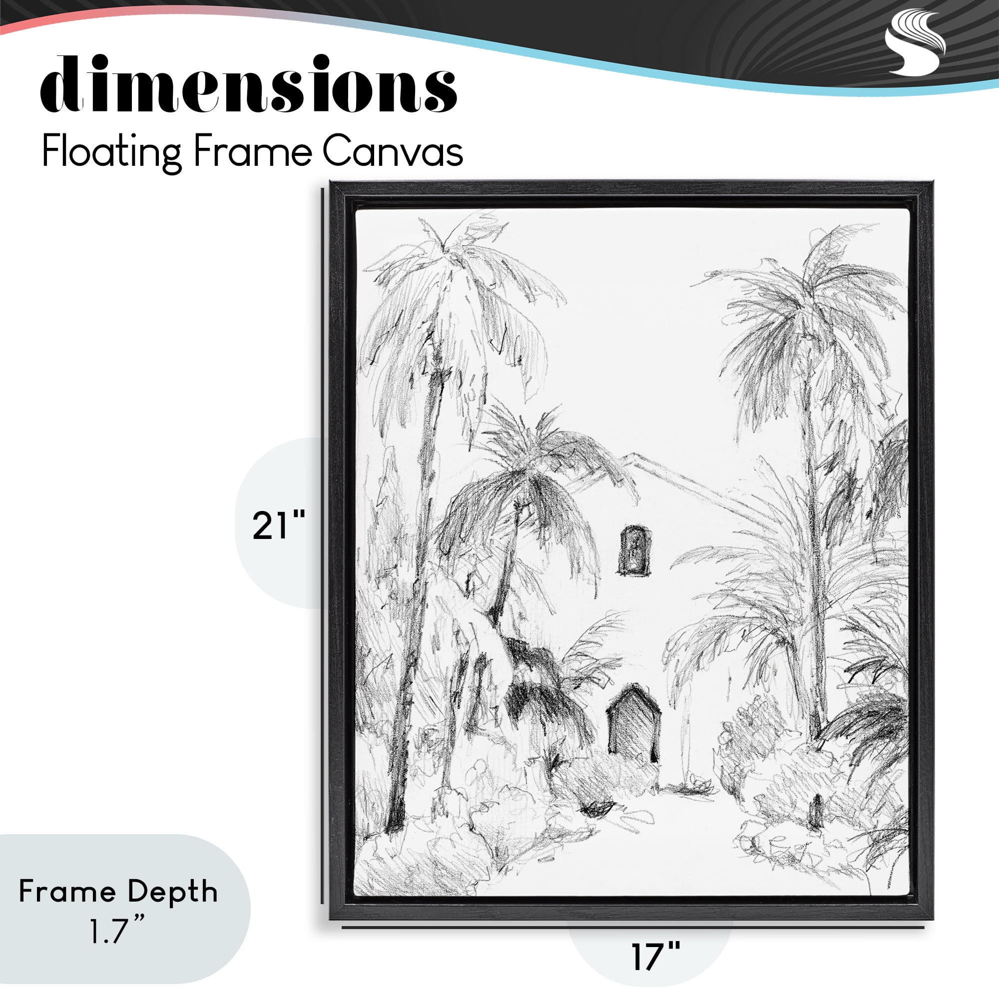 Stupell Industries Island Church Sketch Black Framed Floater Canvas Wall Art, design by Lanie Loreth