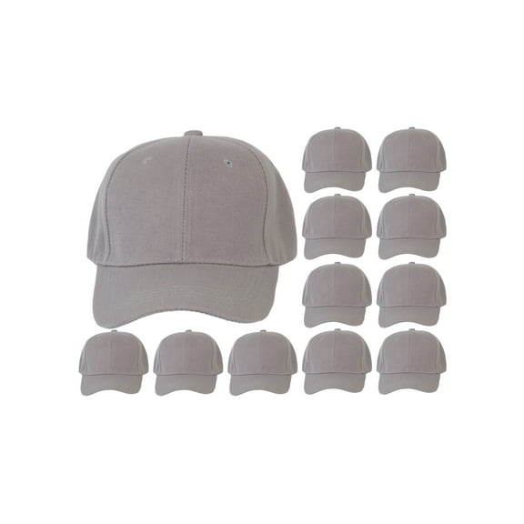 Top Headwear 12-Pack Adjustable Baseball Hat - Light Grey