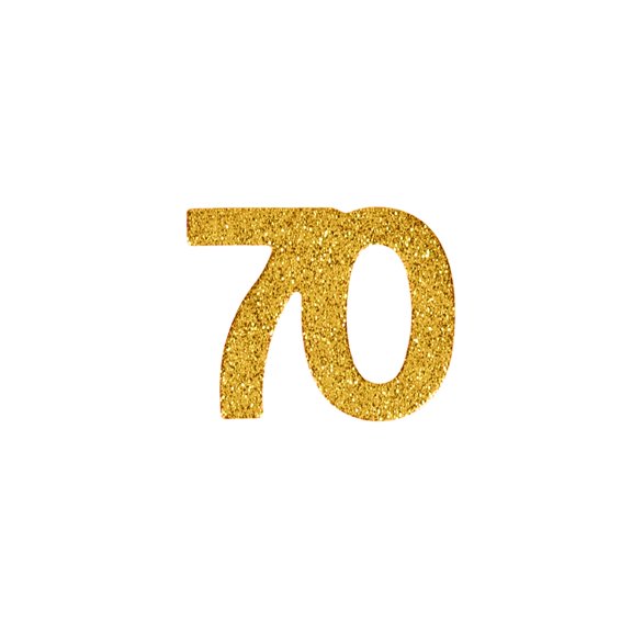 Celebrate It Party Confetti â€“ â€œ70â€ Number Confetti with Glitter Accents - Gold - 1.67" x 1.97" - 12 Packs (240 Pieces Total)