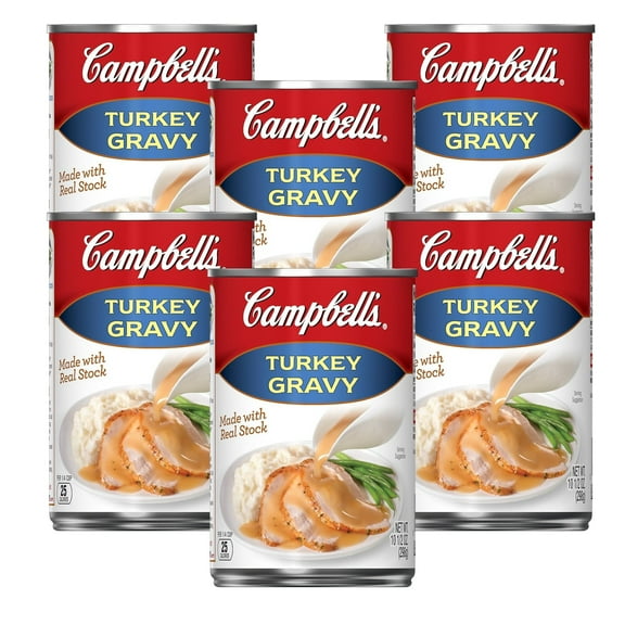 (6) Campbell's Turkey Gravy 10.5oz Made with Quality Ingredients Real Stocks Delicious Canned Gravy Ready To Use for Home Kitchen Gourmet Recipe Sauce and Pantry Staple & CUSTOM Storage Carrier