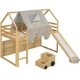 thumbnail image 6 of JERFIT Twin Wood Loft Bed House with Tent, Natural+Beige, 6 of 10