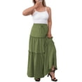 thumbnail image 3 of a.Jesdani Women Plus size Long Maxi Skirts Elastic High Waist A Line Ruffle Swing Beach Maxi Skirt L-4x, 3 of 6