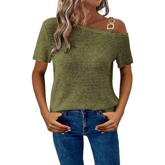 Ichuanyi Women’s Summer Tops Casual V Neck T Shirts Short Sleeve Loose Fit Button Front Blouse Tunic Tops for Women