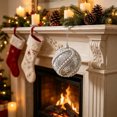 thumbnail image 5 of Silver Glitter Foam Christmas Ball Ornament, Rhinestone Beaded Hanging Bauble for Christmas Tree Decor Wreath Mantel Holiday Home Decor, 5 of 6