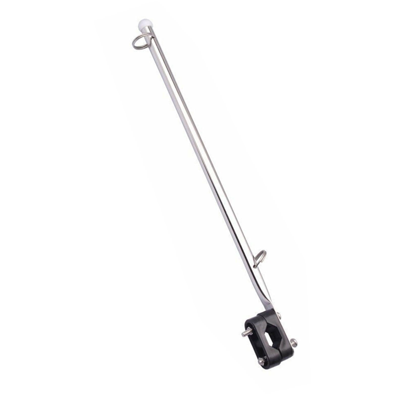 2Pcs Flag Pole Marine Flag Staff Adjustable Boat Parts Yacht with Base Boat, Stainless Steel Holder Durable Flagpole