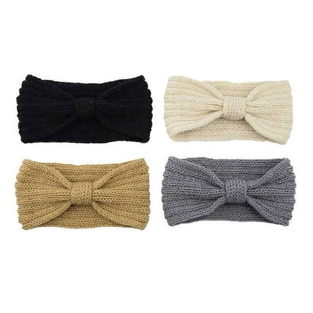Knitted Headbands Crochet Headband Turban Style Ladies Headwear Daily Use Chunky Cable Knitted 9.1×4.7×0.6in 4Pcs