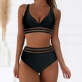 thumbnail image 2 of EHRWE Women High Waisted Bikini Set Two Piece V Neck Bathing Suit Moderate Swimsuit Black, Sizes S-2XL, 2 of 5