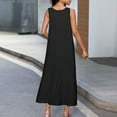 thumbnail image 4 of Oplxuo Maxi Dresses for Women Summer 2025 Basic Solid Sleeveless Loose Crew Neck Swing Casual Beach Tank Dress, 4 of 7