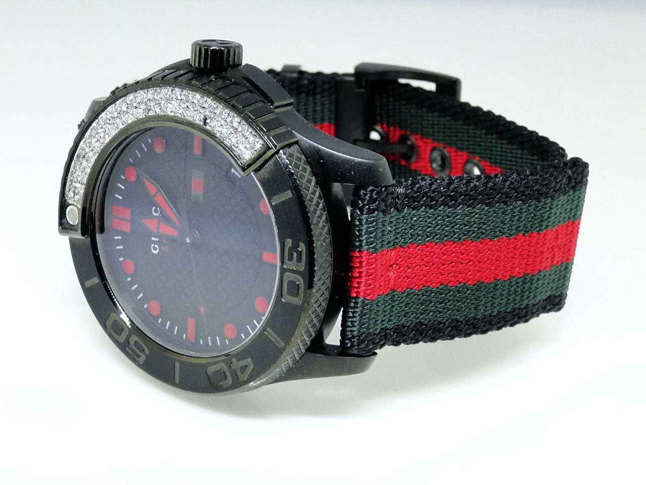 gucci gucci brand new gucci canvas strap diamond watch 1 85 ct