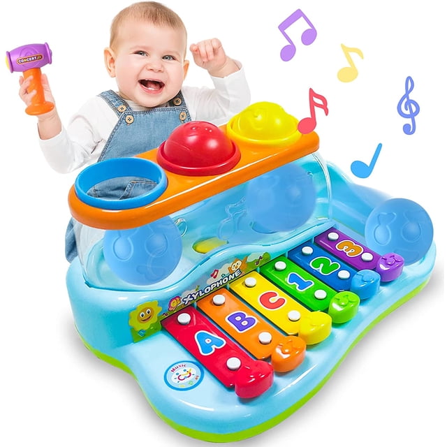 Juguetes para bebés para niños de 1 año, xilófono para bebés de 1 año con martillo y bolas de juguete, juguete educativo temprano para 12 a 18 meses, regalos de primer cumpleaños, juguete de aprendiza
