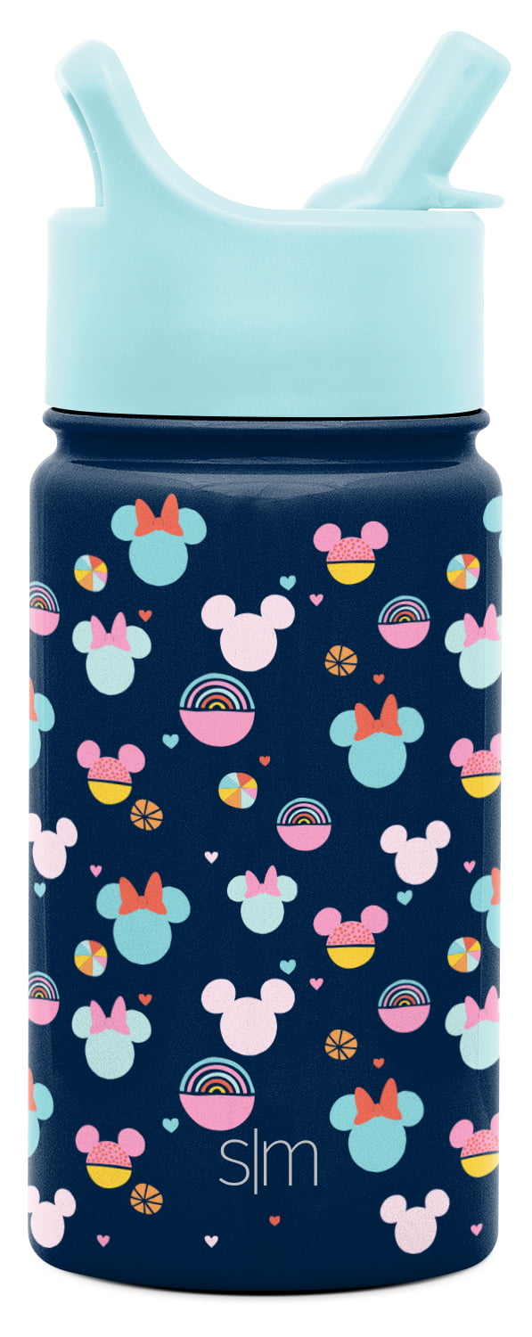 Simple Modern 14 oz. Disney Summit Kids Water Bottle Thermos with Straw Lid  - Dishwasher Safe Vacuum Insulated Double Wall Tumbler Travel Cup 18/8  Stainless Steel - Mickey Loves Minnie 