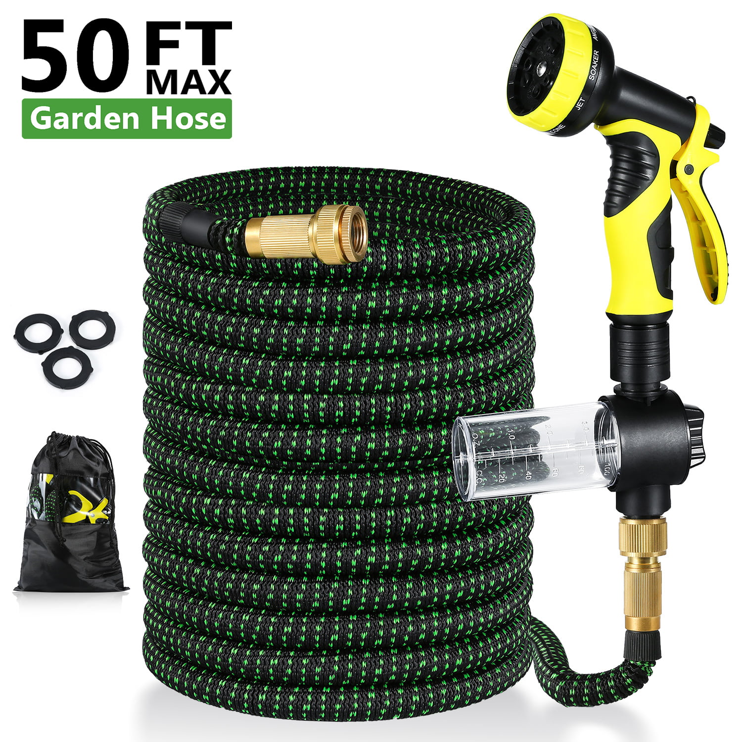4-Latex 50/100 FT Expanding Flexible Garden Water Hose w/ Spray Nozzle Equipment 
