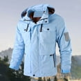 thumbnail image 2 of FINALGANG Men Jackets Autumn Winter Lightweight Windbreaker Long Sleeve Hooded Zip Up Button Coat With Pockets Man Trendy Climbing Hiking Camping Cycling Jacket,Light Blue,S, 2 of 3
