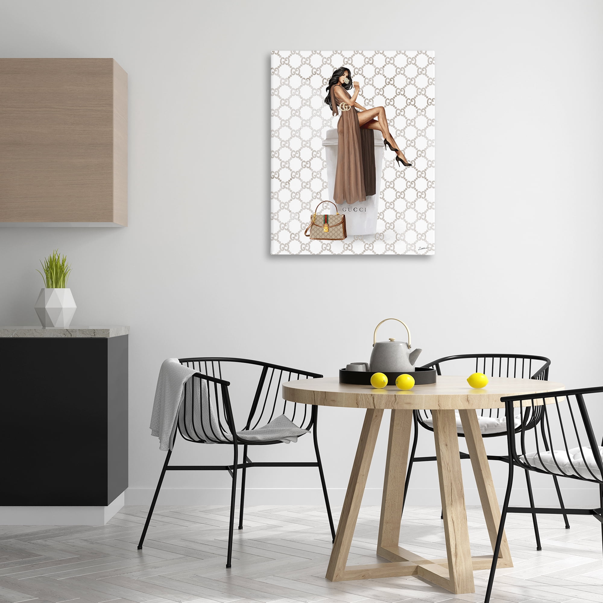 Stupell Industries Chic Woman & Coffee Beauty & Fashion Painting Gallery Wrapped Canvas Art Print Wall Art, 30 x 40