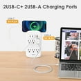 thumbnail image 3 of PrimeCables 6-Outlet Wall Mount Surge Protector Socket with 4 USB Charging Ports, 900 Joules, 3 of 7