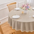 thumbnail image 2 of Inosoo Thick Faux linen Tablecloth, 48 inch Round TPU Waterproof & Oil Proof Wipe Clean Fabric Table Cover, Khaki, 2 of 9