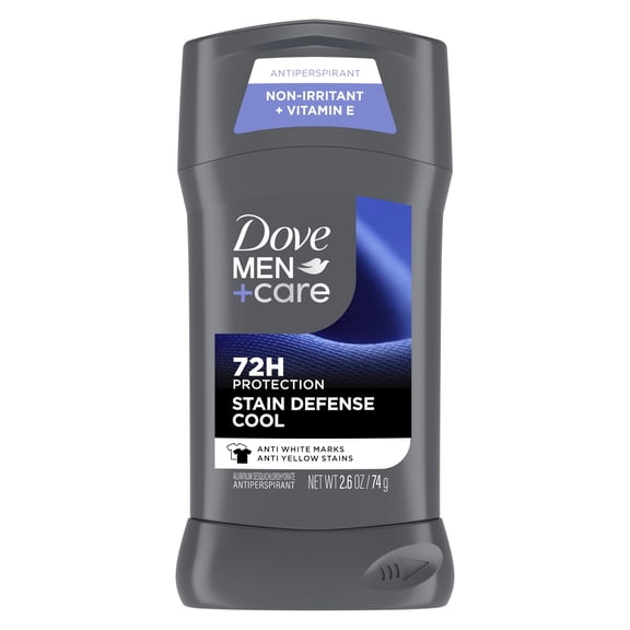 Dove Men Care Antiperspirant Deodorant Stick For Men, Stain Defense Cool, Anti-White Marks & Anti-Yellow Stains Protection With 72-hour Sweat And Odor Protection ,2.6 oz
