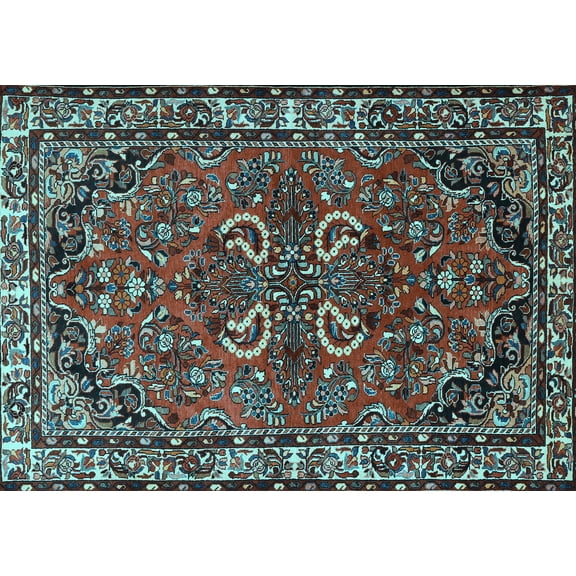 Ahgly Company Indoor Rectangle Persian Light Blue Traditional Area Rugs, 5' x 7'
