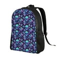 thumbnail image 2 of Cauagu Blue Flower Skull Print Backpacks,Travel Daypack Casual Laptop Backpack Bookbag Fits 15 Inch Computer for Men Women, 2 of 8