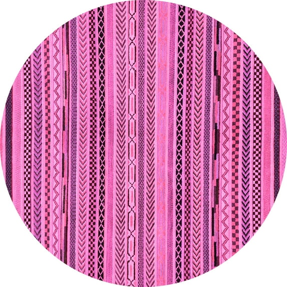 Ahgly Company Indoor Round Abstract Pink Modern Area Rugs, 8' Round