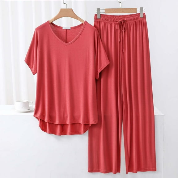 Censtreet Pajama Set for Women 2 Piece Pants Short Sleeve Top Sleepwear Soft Pjs Loungewear