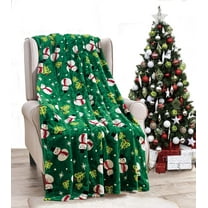 Faith, Hope, Love Home Décor Velvet Touch Holiday Throw Fleece Blanket (50" X 60") - Green Snowman
