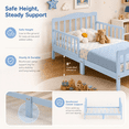 thumbnail image 5 of Zimtown Bed Frame, Wood Platform Bed, Classic Sleeping Bedroom Furniture w/Safety Rail Fence (Light Blue), 5 of 12