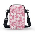 thumbnail image 2 of HELLHERO Small Crossbody Purse Polyester with Zipper Closed Crossbody Sling Bags for Outdoor Travel, White-Pink Butterflies on Pink, 2 of 7