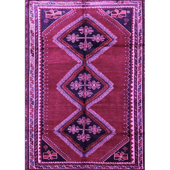 Ahgly Company Indoor Rectangle Persian Purple Traditional Area Rugs, 7' x 10'