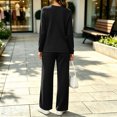thumbnail image 7 of Dzrciro Sets for Women, Long Sleeve Crew Neck Irregular Wrap Tops and Elastic High Waist Wide Leg Pants 2 Piece Sets with Pockets, Soft Vacation Womens Sets S‑2XL, 7 of 7