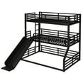 thumbnail image 5 of Generic Triple Bunk Bed with Slide - Twin over Twin over Full Metal Frame, Heavy-Duty Safety Guardrails & Noise-Reduced Design, Space-Saving Black Finish​, 5 of 9