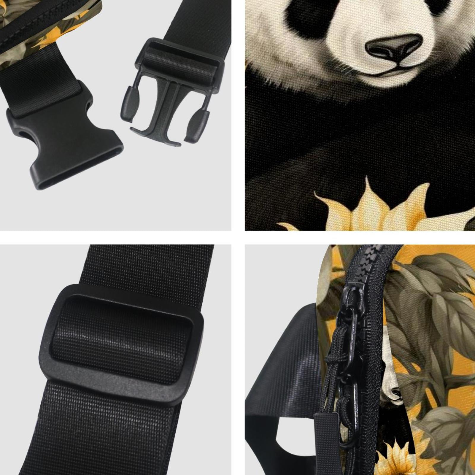 Panda sunflowers Lightweight Adjustable Extension Strap Unisex Fanny Pack Crossbody Bag Waist Packs