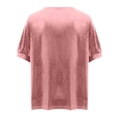 thumbnail image 5 of Otntypg Sequin Tops for Women Casual Velvet Patchwork Summer Puff Short Sleeve Crew Neck Solid Color Tunic Blouse Loose Oversized Comfy Pullover T-Shirts Pink XXL, 5 of 7