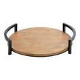 thumbnail image 2 of Kate and Laurel Ficher Round Wood Tray, 15" Diameter, Rustic Brown, Shabby-Chic Farmhouse Centerpieces for Table or Ottoman, 2 of 6