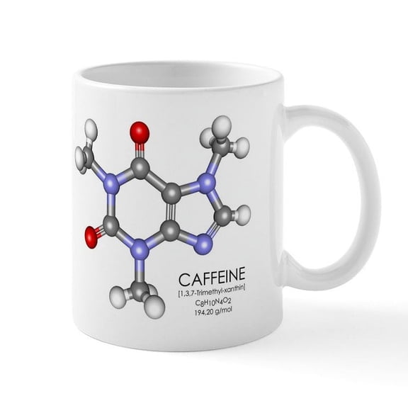 CafePress - Caffeine Molecule Mug - 11 oz Ceramic Mug - Novelty Coffee Tea Cup