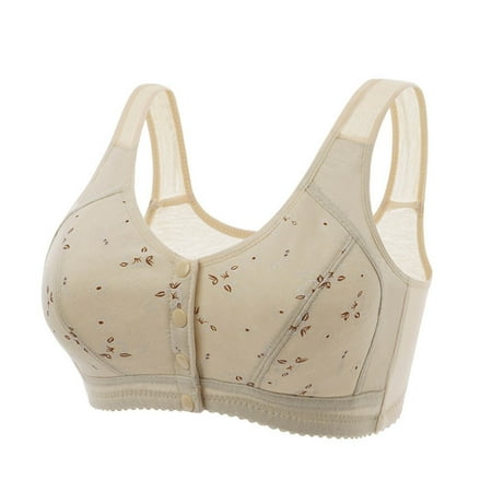 Fsqjgq Womens Underwear Strapless Bras for Women Underwire Front Closure Cotton Bras Comfort No Underwire Seamless Bra Plus Size Wireless Bra Nipple Covers Back-Smoothing Wire-Free Bras Bustiers