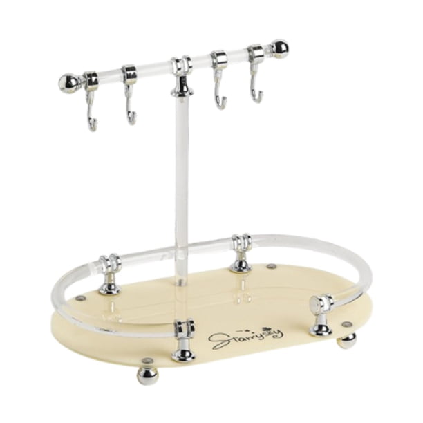 Organizador de joyas, bandeja para joyas, bandeja decorativa para tocador, base de acrílico Beige