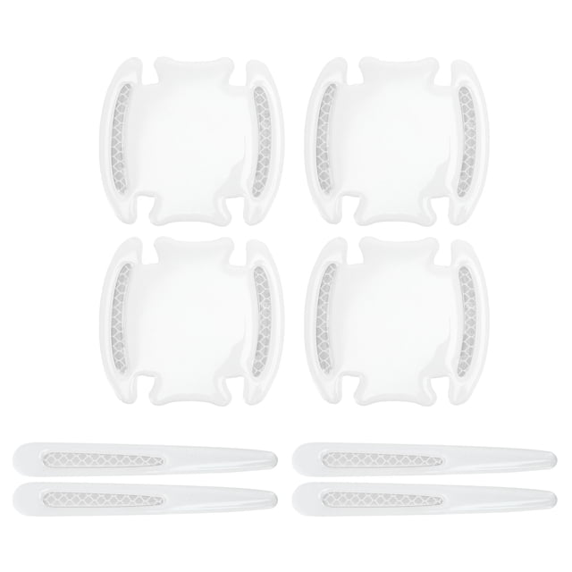 Calcomanías Reflectantes de Protección para Cubierta de Manija de Puerta de Coche Universal Unique Bargains, Antirayones, Resina Epóxica, Transparente Tonalidad Plateada Blanca, 1 Juego