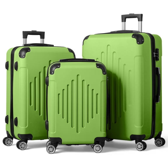 Zimtown 3 Piece Luggage Set, Carry on Suitcase Sets Hardside Lightweight Spinner with TSA Lock, Matcha Green