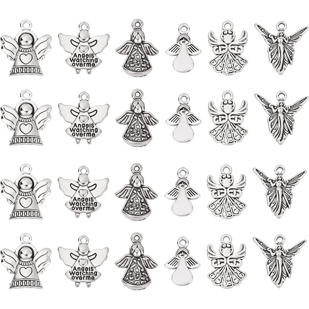 Dijes de ángeles de aleación tibetana, colgantes de alas de ángel de metal de Pascua para hacer aretes, pulseras, collares y joyas.
