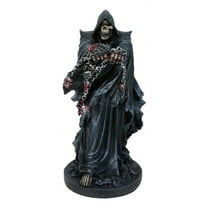 Black Angel of Death Grim Reaper With Chains Carved Knuckles Game Over Figurine
