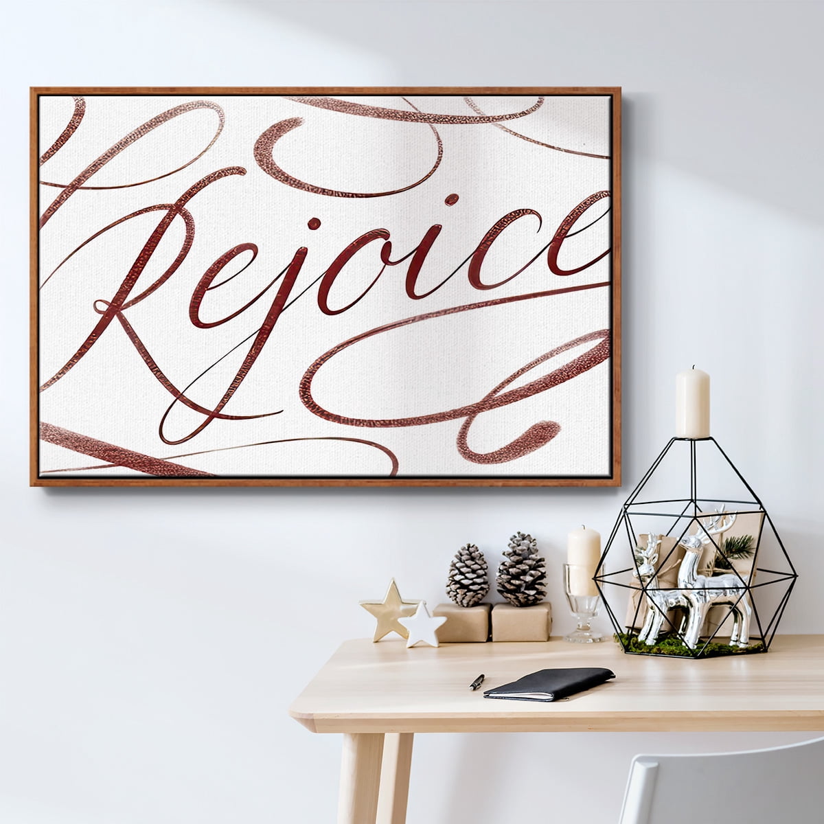 Rejoice - Framed Gallery Wrapped Holiday Canvas - 27 x 41 - Rosewood Frame