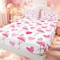 thumbnail image 4 of meiyoeat Pink Flamingo Heart Bed Sheets,Tropical Animal Print Full Size Sheets For Girls,4 Pieces1 Flat Sheet, 1 Fitted Sheet and 2 Pillowcases, 4 of 6