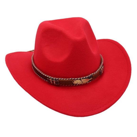 Kids Girls Boys Cowboy Cowgirl Hat Western Wide Brim Felt Fedora Hat with Buckle Belt