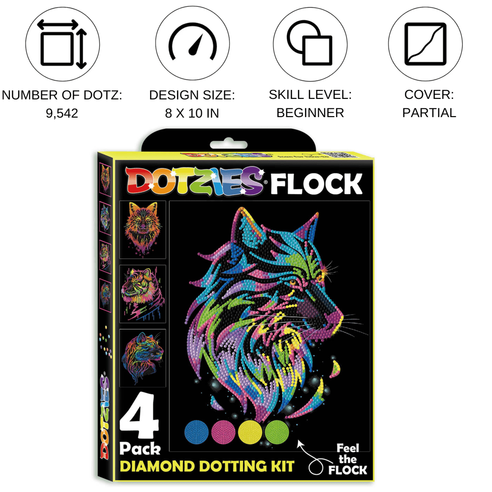 Diamond Dotz Neon Flock Wild Diamond Painting Kits for Adults - Colorful Diamond Art Kits a Relaxing Creative Craft Kit with Dotz Gems 10x8