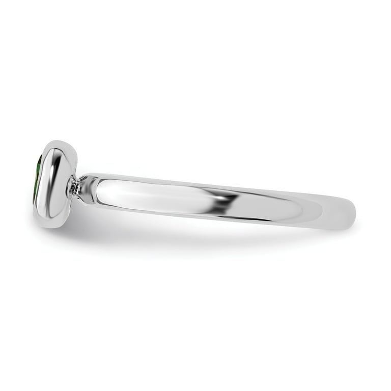 Sterling Silver Stackable Expressions Cushion Cut Cr. Emerald Ring Sterling Silver Stackable Expressions Cushion Cut Cr. Emerald Ring
