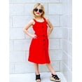 thumbnail image 4 of Arshiner Girls Sundress Button Design Summer Casual Dresses Sleeveless Dresses, 4 of 6