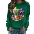 thumbnail image 2 of Xuyuer Women's Carnival Printed Long Sleeved Round Neck Mardi Gras Sweatshirt Carnival Outfits Women Carnival Sweatshirts Fat Tuesday Fashionable Pullover Tops, 2 of 6